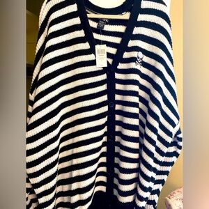 Hot Topic Skull Logo Striped Cardigan.  New With Tags!  Size 5